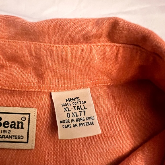 L.l.Bean Men’s Peach XL Big & Tall Cotton Casual Button Down Shirt - Picture 3 of 7